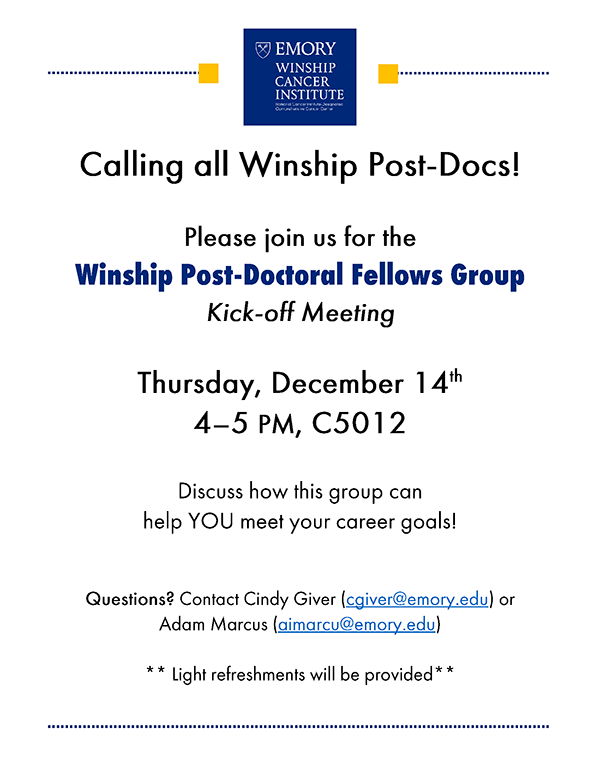 Flyer - Winship Post-Doc Fellows Group Meeting