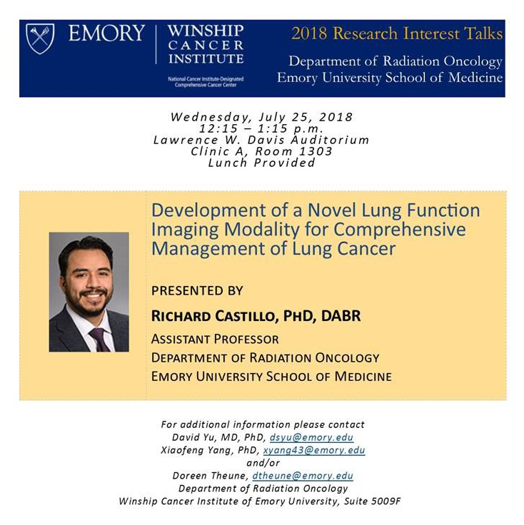 Flyer - Radiation Oncology Research Interest Talk - Richard Castillo