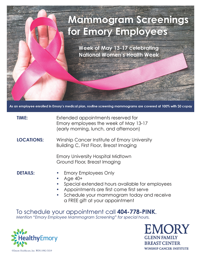 Flyer - Mammogram Screenings for Emory Employees